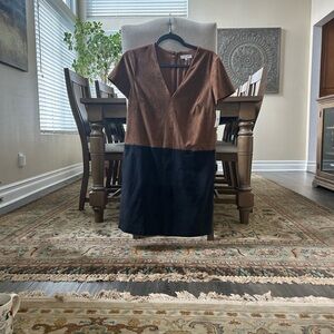 1. State Brown and Black Mini Dress. Faux suede. Machine-wash.